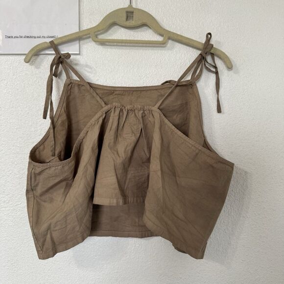 ARQ‎ Lucy top 4XL Taupe Minimalist Organic Cotton Cropped Made In USA - Picture 4 of 5